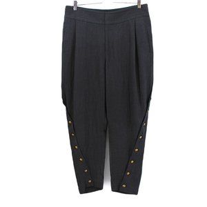 Gary Graham Pants Linen Wool High Rise Jodhpurs Riding Spiral Button Openings